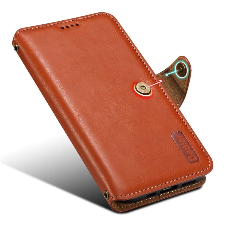 DENIOR For Honor Magic5 Pro Wallet Case Cowhide Texture PU Leather Stand Phone Cover
