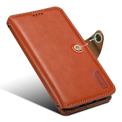 DENIOR For Honor Magic5 Pro Wallet Case Cowhide Texture PU Leather Stand Phone Cover