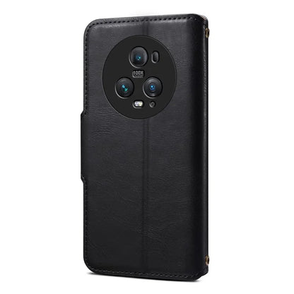 DENIOR For Honor Magic5 Pro Wallet Case Cowhide Texture PU Leather Stand Phone Cover