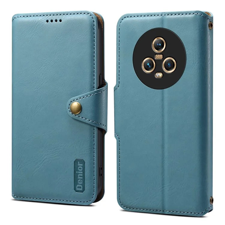 DENIOR For Honor Magic5 Case Wallet Leather Phone Cover Magnetic Button Closure