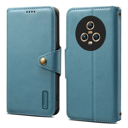 DENIOR For Honor Magic5 Case Wallet Leather Phone Cover Magnetic Button Closure