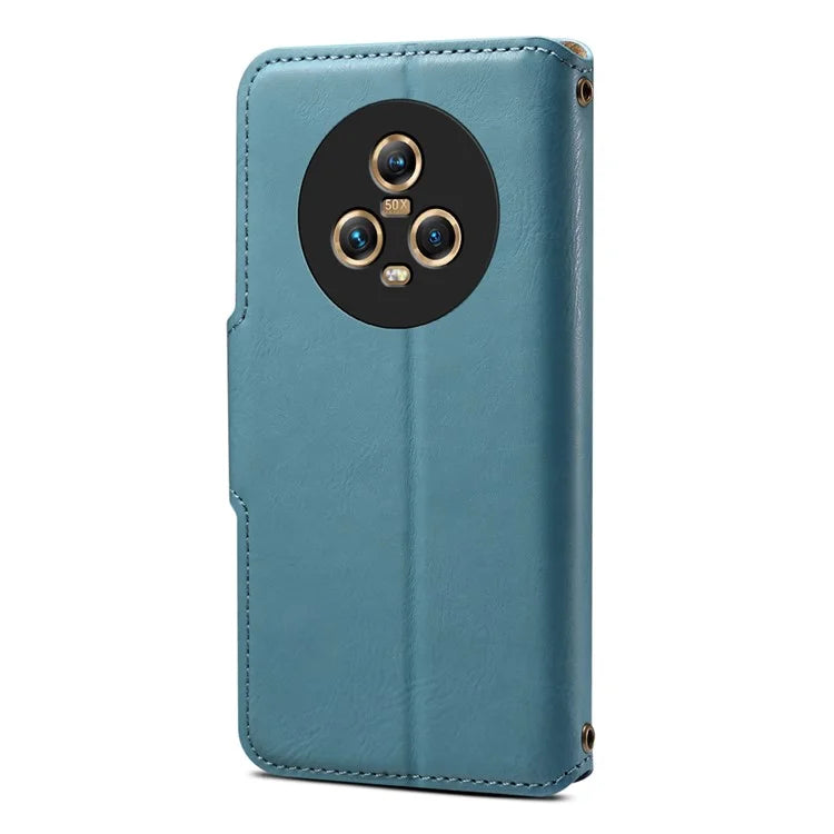 DENIOR For Honor Magic5 Case Wallet Leather Phone Cover Magnetic Button Closure