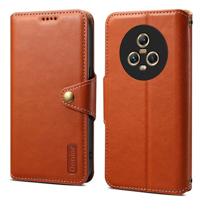DENIOR For Honor Magic5 Case Wallet Leather Phone Cover Magnetic Button Closure
