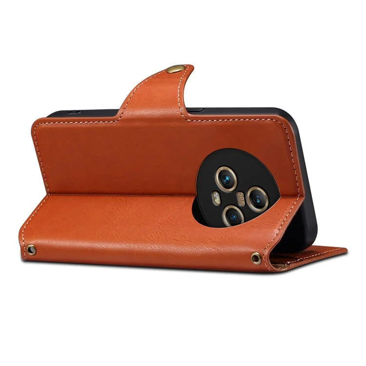 DENIOR For Honor Magic5 Case Wallet Leather Phone Cover Magnetic Button Closure