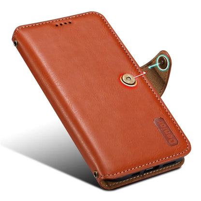 DENIOR For Honor Magic5 Case Wallet Leather Phone Cover Magnetic Button Closure