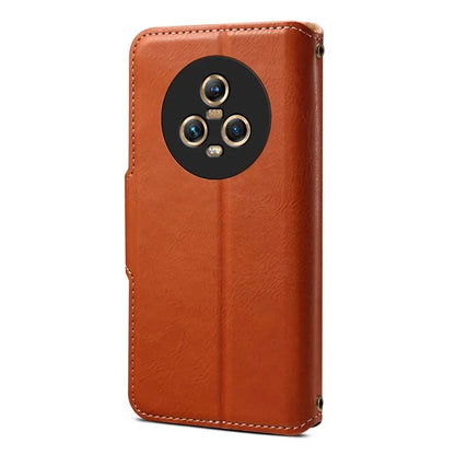 DENIOR For Honor Magic5 Case Wallet Leather Phone Cover Magnetic Button Closure