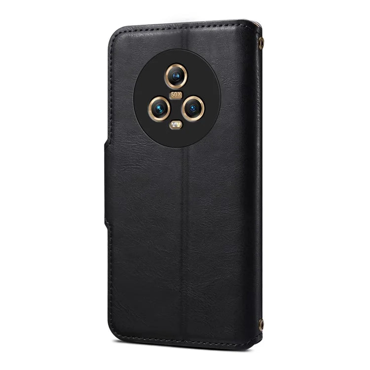 DENIOR For Honor Magic5 Case Wallet Leather Phone Cover Magnetic Button Closure