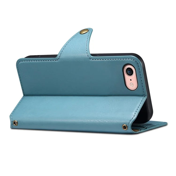 DENIOR For iPhone 7 / 8 / SE (2020) / SE (2022) Case PU Leather Wallet Card Slot Phone Cover