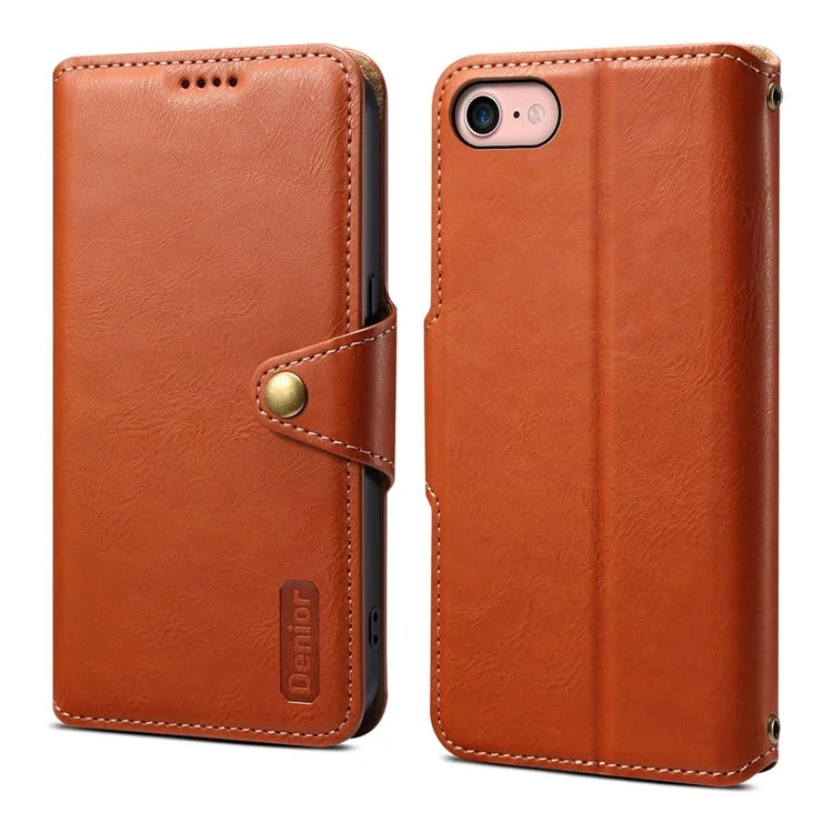 DENIOR For iPhone 7 / 8 / SE (2020) / SE (2022) Case PU Leather Wallet Card Slot Phone Cover