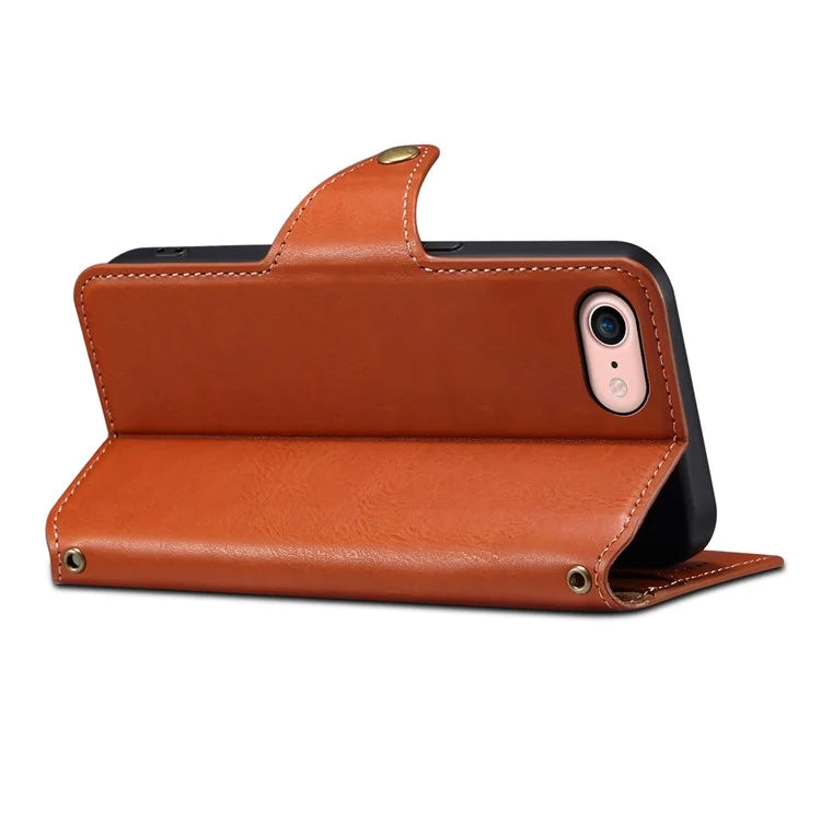 DENIOR For iPhone 7 / 8 / SE (2020) / SE (2022) Case PU Leather Wallet Card Slot Phone Cover