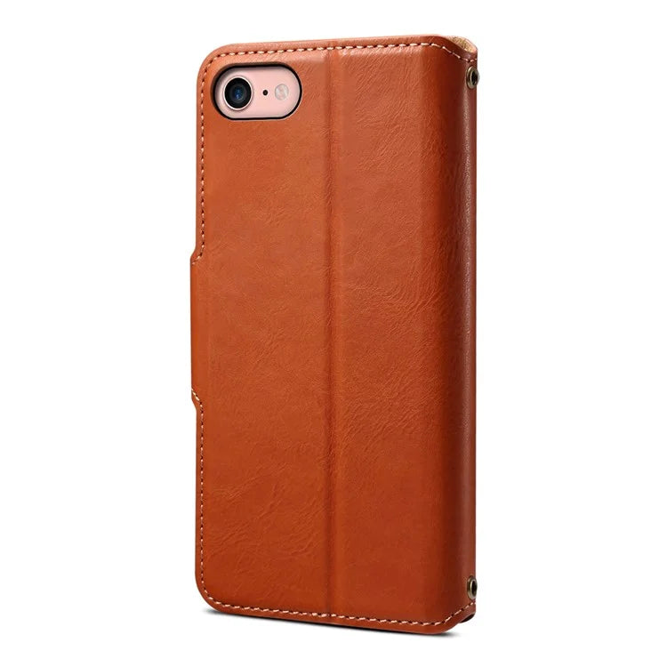 DENIOR For iPhone 7 / 8 / SE (2020) / SE (2022) Case PU Leather Wallet Card Slot Phone Cover