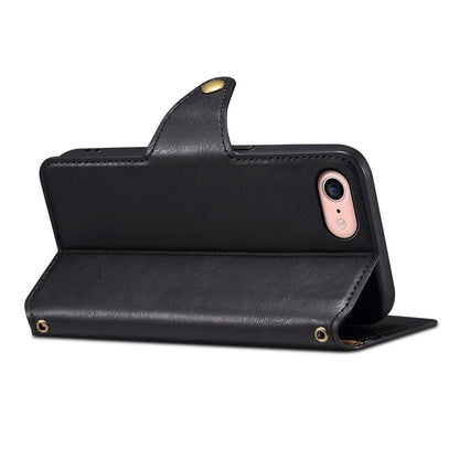 DENIOR For iPhone 7 / 8 / SE (2020) / SE (2022) Case PU Leather Wallet Card Slot Phone Cover