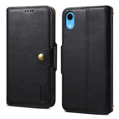 DENIOR For iPhone XR Case PU Leather Cowhide Texture Wallet Protective Phone Cover