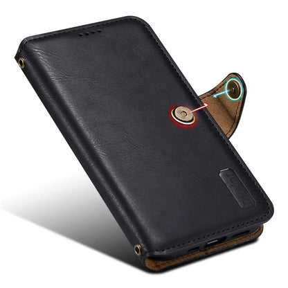 DENIOR For iPhone XR Case PU Leather Cowhide Texture Wallet Protective Phone Cover