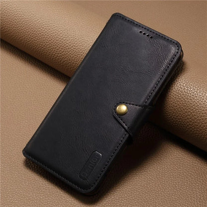 DENIOR For iPhone XR Case PU Leather Cowhide Texture Wallet Protective Phone Cover
