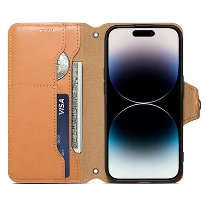 DENIOR For iPhone XR Case PU Leather Cowhide Texture Wallet Protective Phone Cover