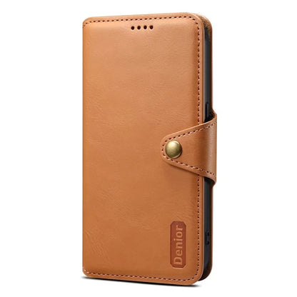 DENIOR For iPhone XR Case PU Leather Cowhide Texture Wallet Protective Phone Cover