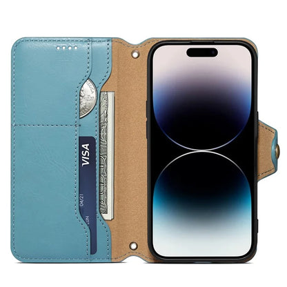 DENIOR For iPhone XR Case PU Leather Cowhide Texture Wallet Protective Phone Cover