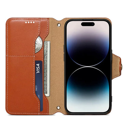 DENIOR For iPhone XR Case PU Leather Cowhide Texture Wallet Protective Phone Cover