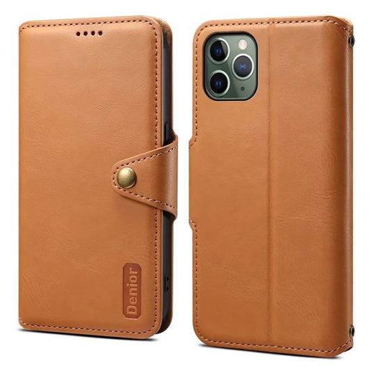 DENIOR For iPhone 11 Pro Case Cowhide Texture Wallet Anti-drop Leather Phone Cover