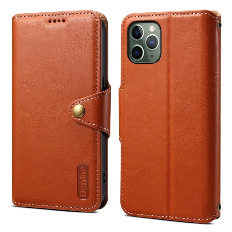 DENIOR For iPhone 11 Pro Case Cowhide Texture Wallet Anti-drop Leather Phone Cover