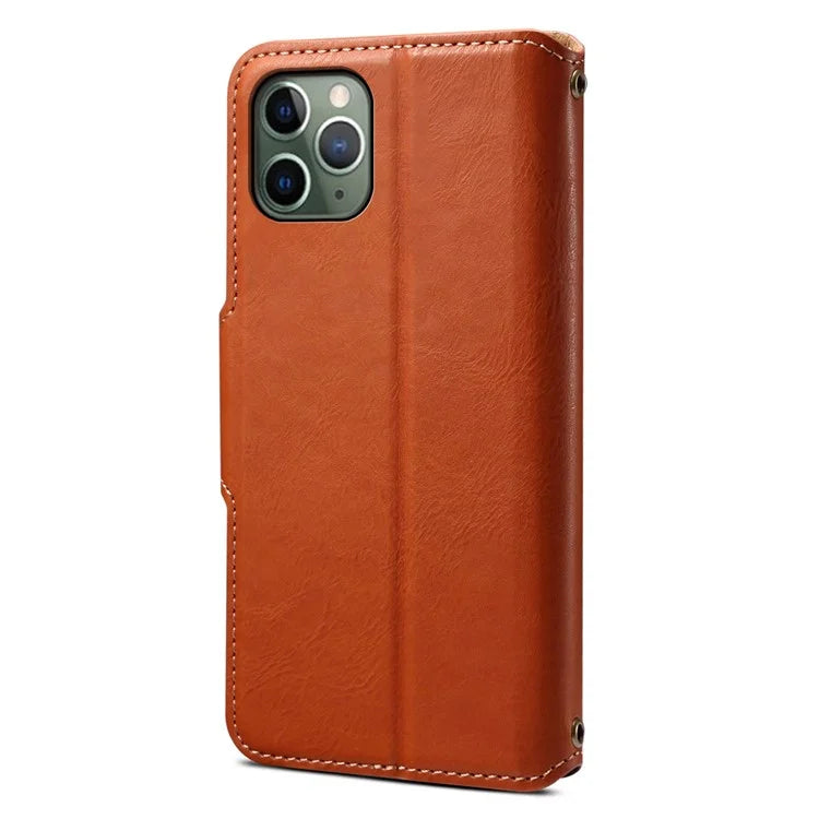 DENIOR For iPhone 11 Pro Case Cowhide Texture Wallet Anti-drop Leather Phone Cover