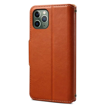 DENIOR For iPhone 11 Pro Case Cowhide Texture Wallet Anti-drop Leather Phone Cover