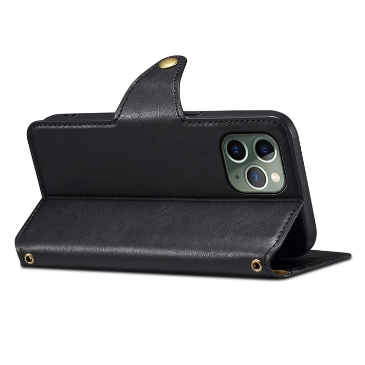 DENIOR For iPhone 11 Pro Case Cowhide Texture Wallet Anti-drop Leather Phone Cover