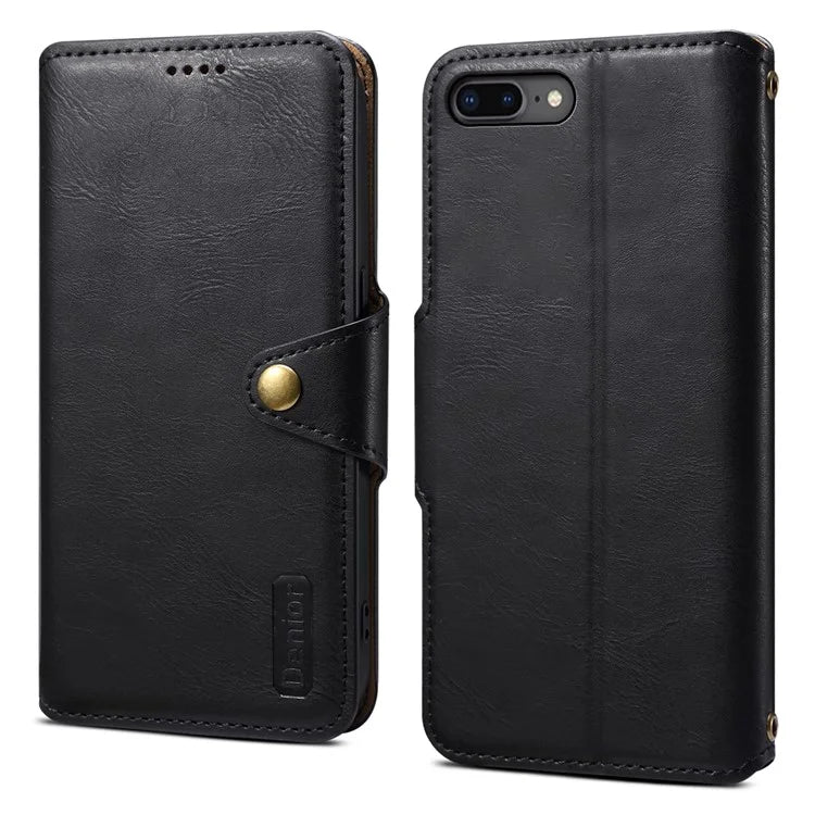 DENIOR For iPhone 7 Plus / 8 Plus Case Wallet Card Holder Cowhide Texture PU Leather Flip Cover