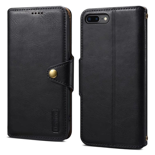 DENIOR For iPhone 7 Plus / 8 Plus Case Wallet Card Holder Cowhide Texture PU Leather Flip Cover