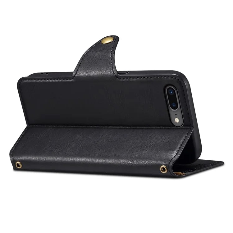 DENIOR For iPhone 7 Plus / 8 Plus Case Wallet Card Holder Cowhide Texture PU Leather Flip Cover
