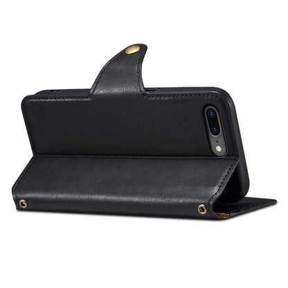 DENIOR For iPhone 7 Plus / 8 Plus Case Wallet Card Holder Cowhide Texture PU Leather Flip Cover