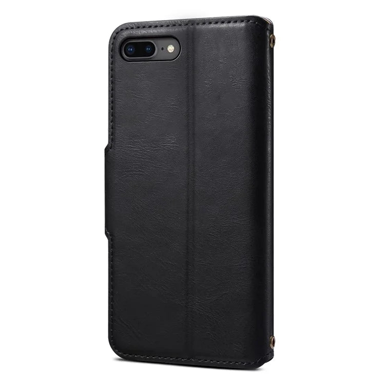 DENIOR For iPhone 7 Plus / 8 Plus Case Wallet Card Holder Cowhide Texture PU Leather Flip Cover