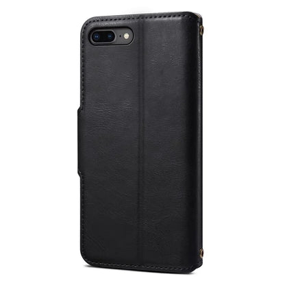 DENIOR For iPhone 7 Plus / 8 Plus Case Wallet Card Holder Cowhide Texture PU Leather Flip Cover