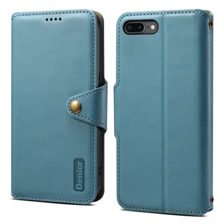 DENIOR For iPhone 7 Plus / 8 Plus Case Wallet Card Holder Cowhide Texture PU Leather Flip Cover
