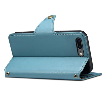 DENIOR For iPhone 7 Plus / 8 Plus Case Wallet Card Holder Cowhide Texture PU Leather Flip Cover