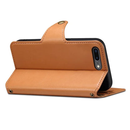 DENIOR For iPhone 7 Plus / 8 Plus Case Wallet Card Holder Cowhide Texture PU Leather Flip Cover