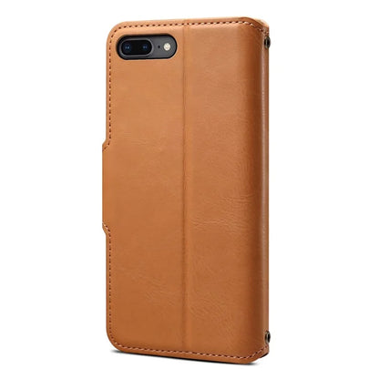 DENIOR For iPhone 7 Plus / 8 Plus Case Wallet Card Holder Cowhide Texture PU Leather Flip Cover