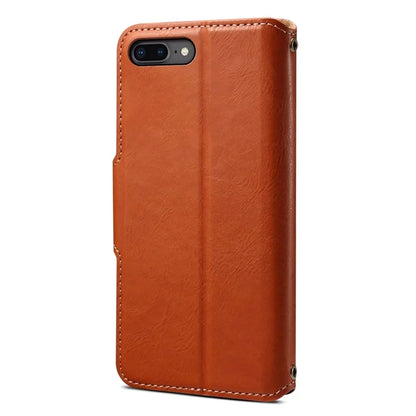 DENIOR For iPhone 7 Plus / 8 Plus Case Wallet Card Holder Cowhide Texture PU Leather Flip Cover