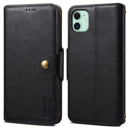 DENIOR For iPhone 11 Case Cowhide Texture Leather Bump Proof Phone Wallet Cover
