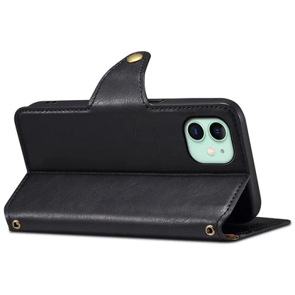 DENIOR For iPhone 11 Case Cowhide Texture Leather Bump Proof Phone Wallet Cover