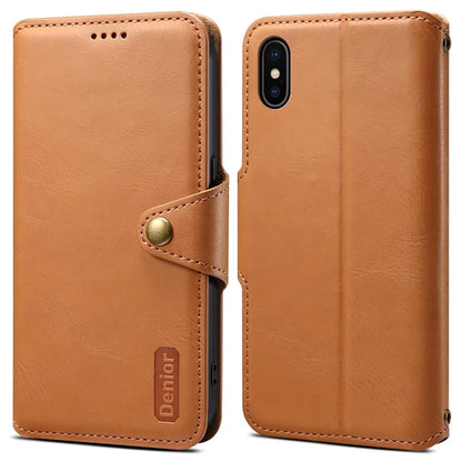 DENIOR For iPhone X / XS 5.8 inch Case Card Slots Cowhide Texture Phone Cover