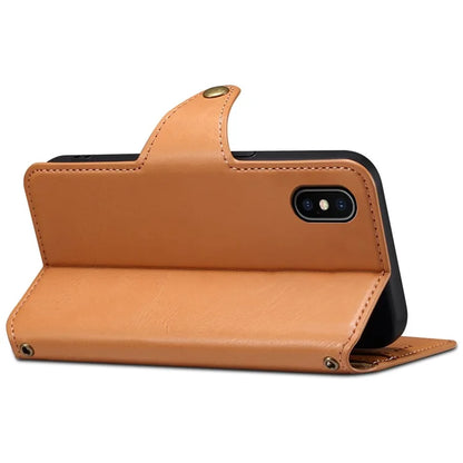 DENIOR For iPhone X / XS 5.8 inch Case Card Slots Cowhide Texture Phone Cover