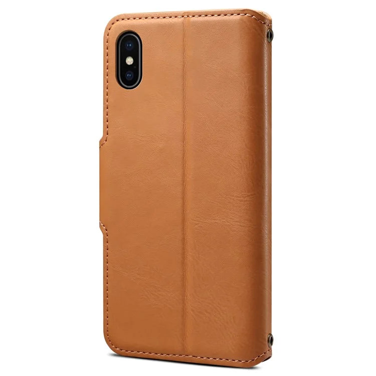 DENIOR For iPhone X / XS 5.8 inch Case Card Slots Cowhide Texture Phone Cover