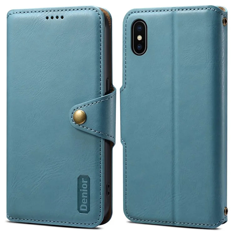 DENIOR For iPhone X / XS 5.8 inch Case Card Slots Cowhide Texture Phone Cover