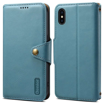 DENIOR For iPhone X / XS 5.8 inch Case Card Slots Cowhide Texture Phone Cover