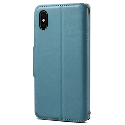 DENIOR For iPhone X / XS 5.8 inch Case Card Slots Cowhide Texture Phone Cover