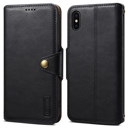 DENIOR For iPhone X / XS 5.8 inch Case Card Slots Cowhide Texture Phone Cover