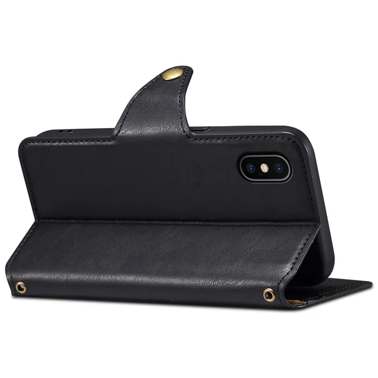 DENIOR For iPhone X / XS 5.8 inch Case Card Slots Cowhide Texture Phone Cover