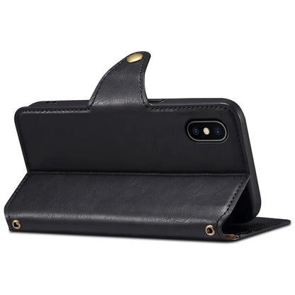 DENIOR For iPhone X / XS 5.8 inch Case Card Slots Cowhide Texture Phone Cover